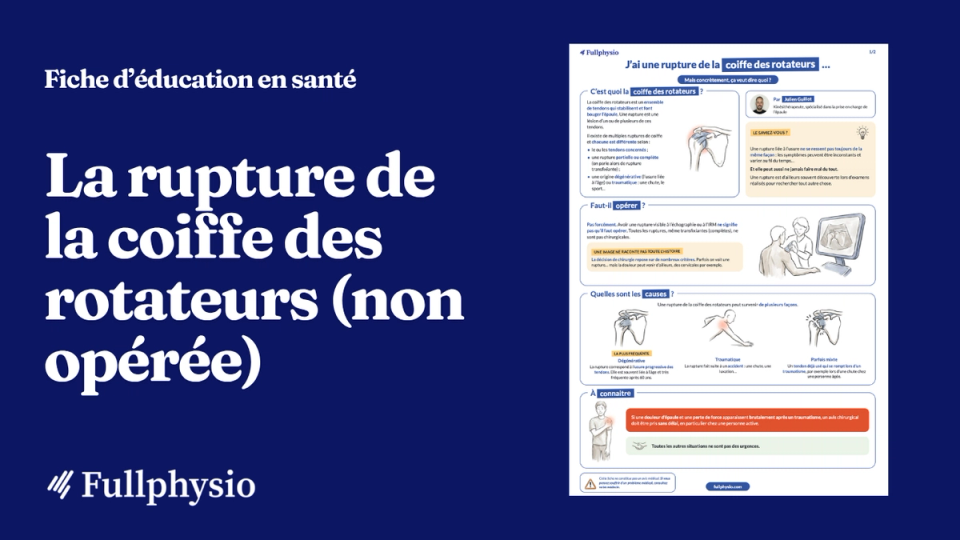 Vignette de la fiche d'éducation thérapeutique remise au patient sur l'épaule